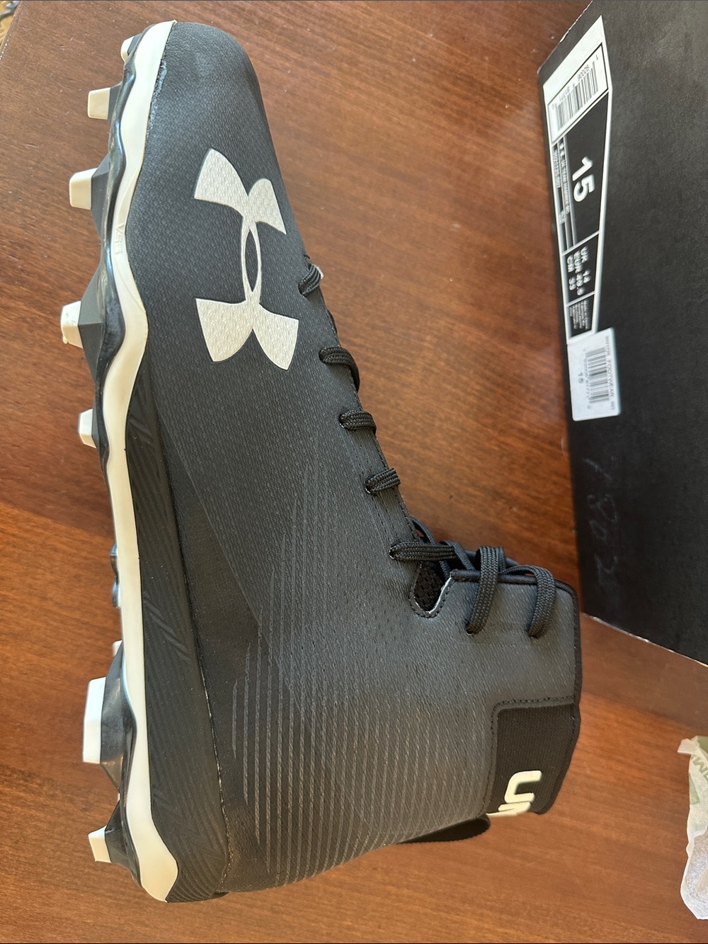 Under Armour Black and White Athletic Cleat